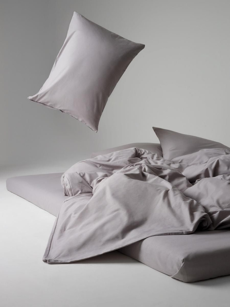 Постельное белье 2-спальное с евро простыней Перкаль Наволочки 50х70 2 шт. Однотонное Urban Family "Кварц" #1