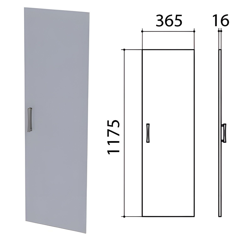 Дверь ЛДСП средняя "Монолит", 365х16х1175 мм, цвет серый, ДМ42.11, 1ед. в комплекте  #1