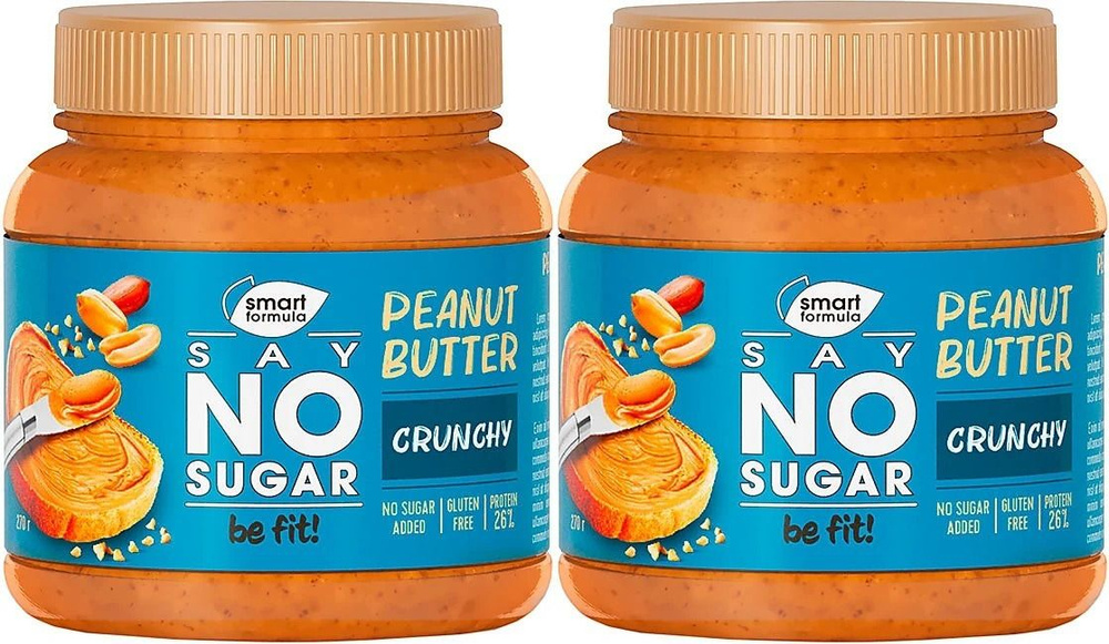 Smart Formula, арахисовая паста Say No Sugar без сахара с дробленым арахисом 26% протеина,2 шт по 270 #1