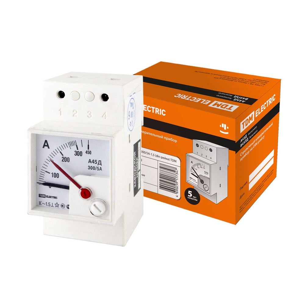 Амперметр/вольтметр, Амперметр А45Д 300/5А-1,5 (DIN-рейка), TDM SQ1102 ...