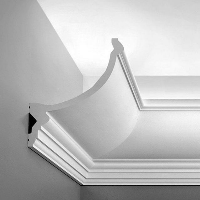 карниз потолочный плинтус C900 146x171 мм полиуретановый под покраску с ...