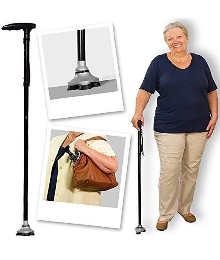 Трость с фонариком для ходьбы/ Телескопический, регулируемый бадик ...