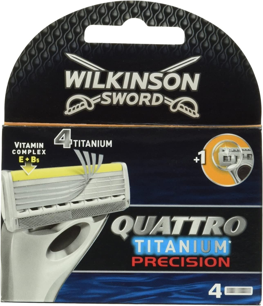 Сменные кассеты для мужской бритвы Wilkinson Sword Quattro Titanium Essential Precision / Сменные кассеты #1