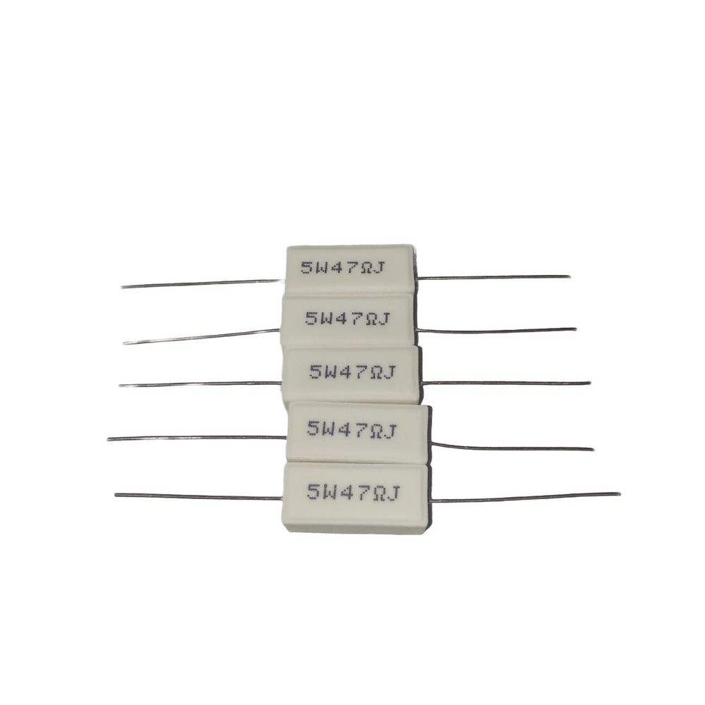 Резистор проволочный мощный (цементный) SQP 5 Вт 47 Ом, 5W47RJ - 5 штук ...