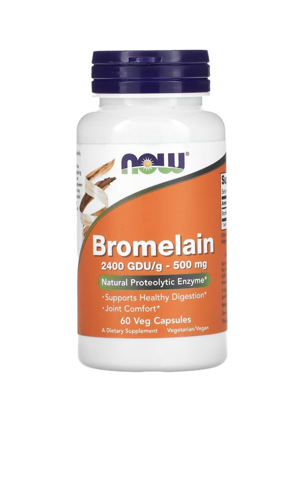 Бромелаин NOW Bromelain 2400 GDU/g 500 mg 60 капсул купить с