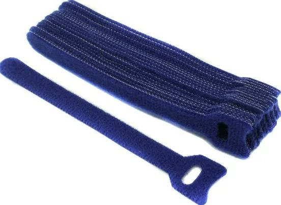 Стяжки-липучки многоразовые /50 шт/ для проводов и кабелей мягкие нейлон синий  #1