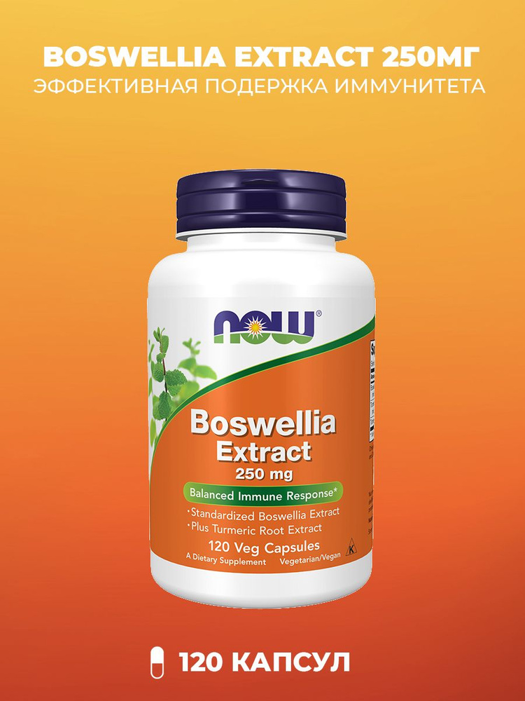 NOW Boswellia Extract Босвеллия экстракт 250 мг 120 капсул (765 мг ...