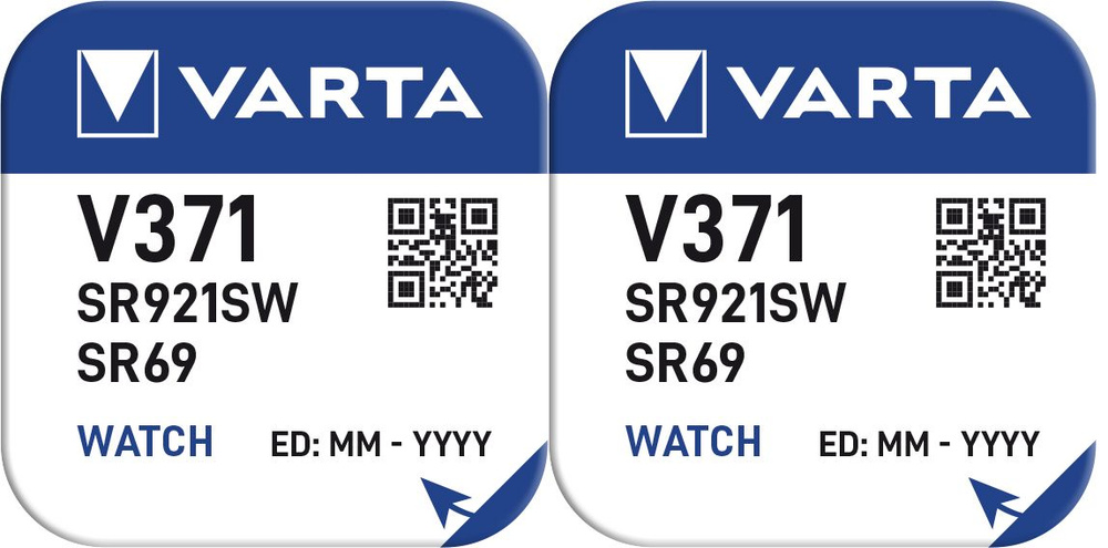 Varta Батарейка 370, 371 (SR69, SR920), Оксид-серебряный тип, 1,55 В, 2 шт  #1