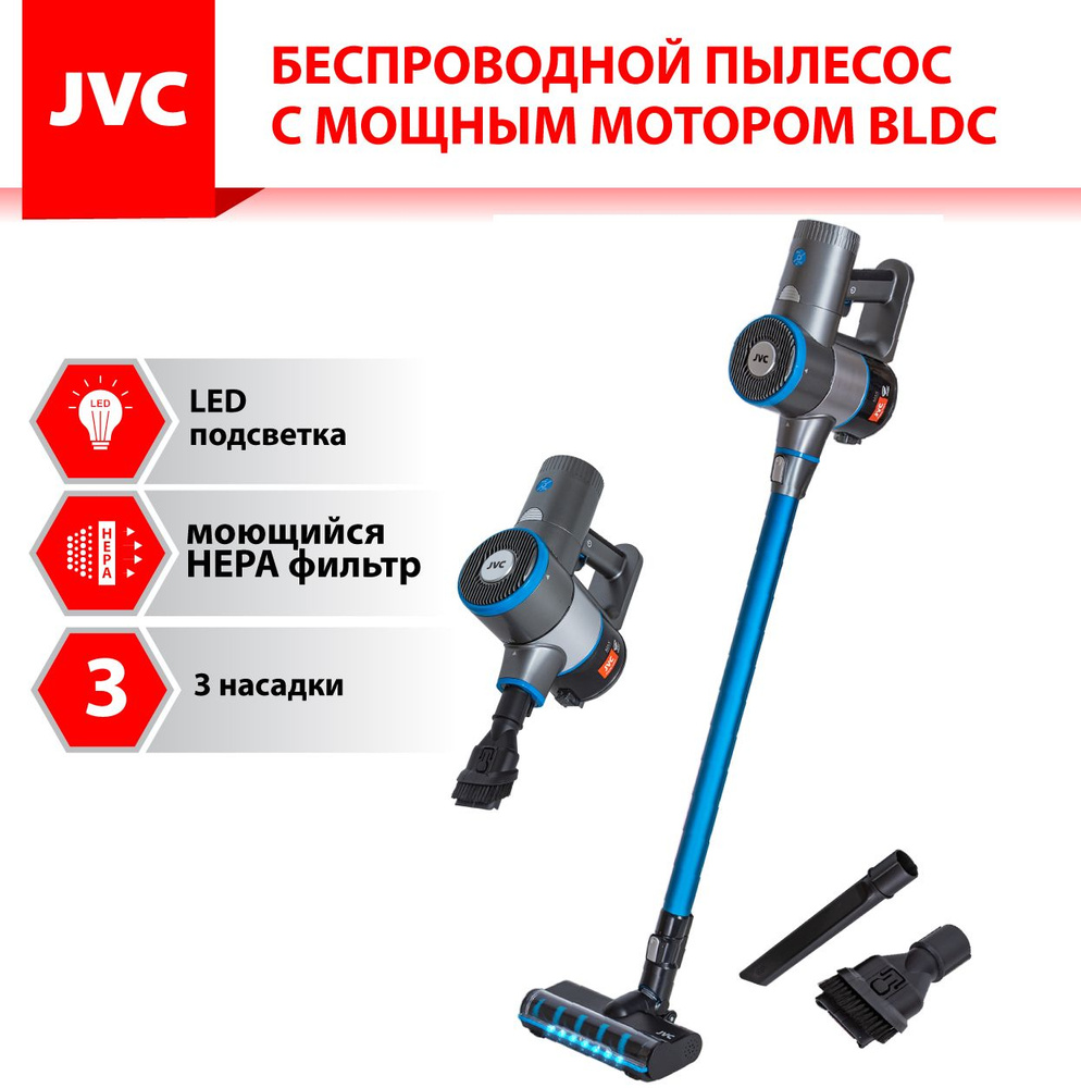 Пылесос для дома вертикальный беспроводной JVC JH-VS130 2 в 1 с ...