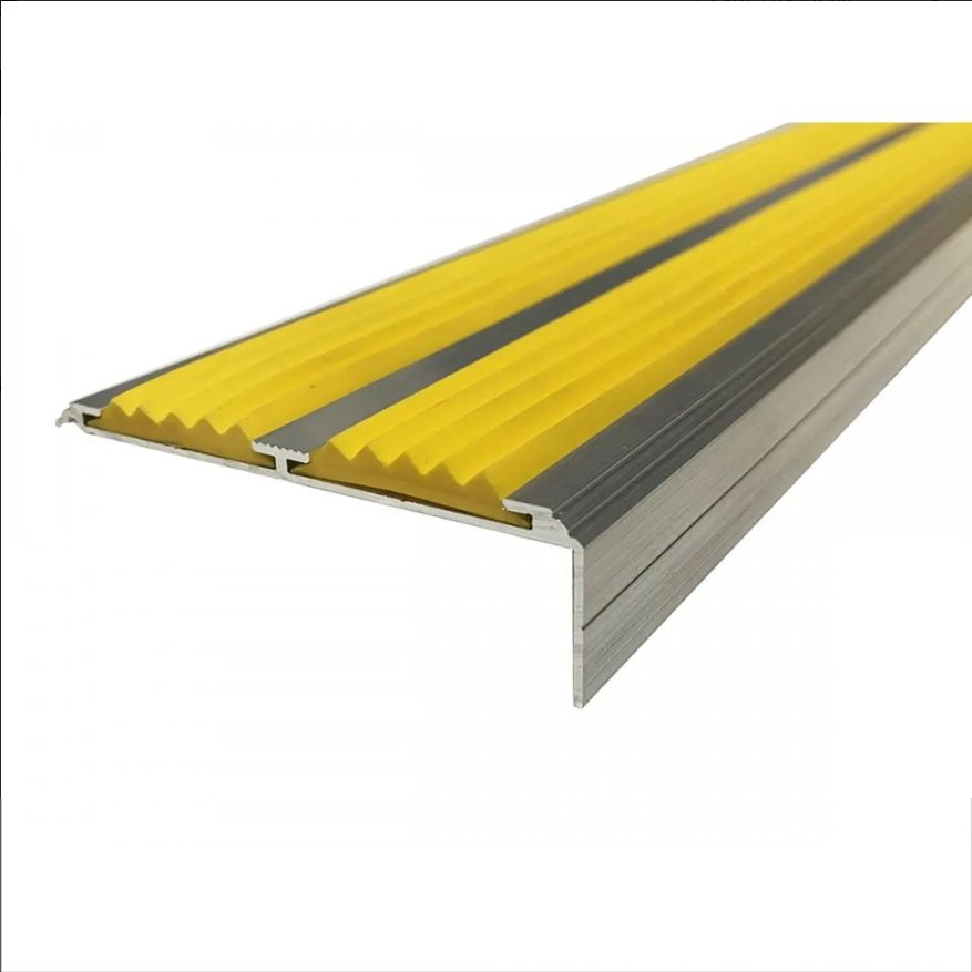 Алюминиевый угловой порог с желтой резиновой вставкой 70мм-24мм-3000мм, Желтый  #1