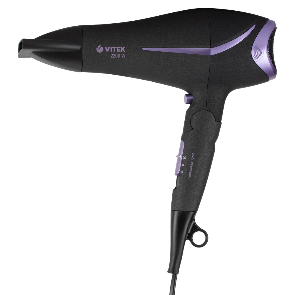 VITEK Фен для волос VT-8207 GR 2200 Вт, скоростей 2, кол-во насадок 1, темно-серый, фиолетовый  #1