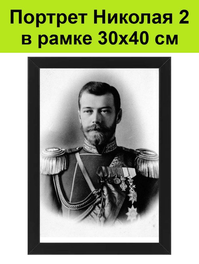 Портрет царя Николая 2 в рамке 30х40 см / картина, постер царь Николай ...
