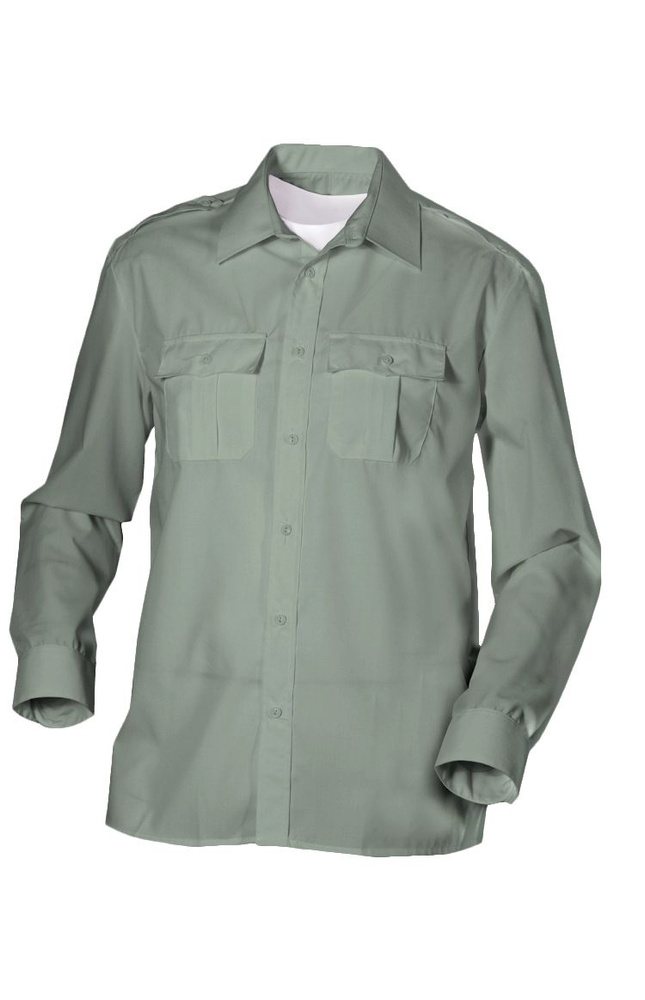 Рубашка мужская с длинным рукавом зеленая #1