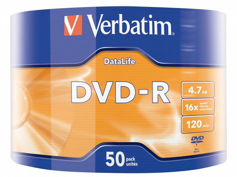 Verbatim Диск для записи DVD-R, 4,7 ГБ, 50 шт #1