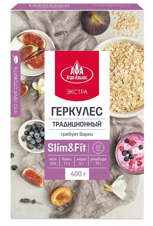 Хлопья овсяные АГРО-АЛЬЯНС Экстра Геркулес классический, 400г, Россия ...