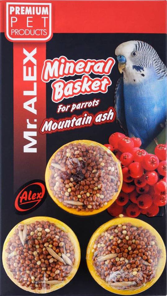 Лакомство Mr. Alex Mineral Basket корзинка для попугаев, с рябиной, 3 шт, 90 г  #1