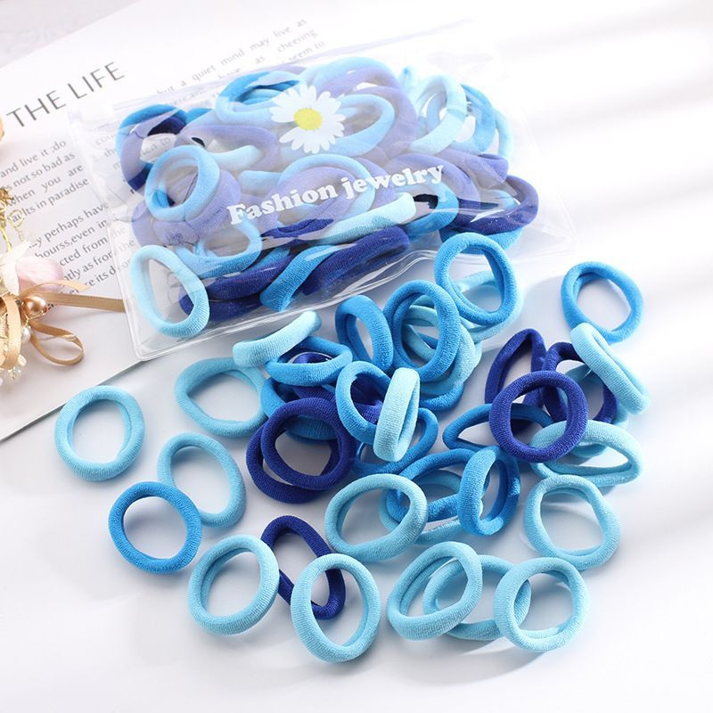 Комплект нейлоновых резинок для волос детские маленькие диаметр 2см (S) из 3 синих оттенков 90-100 шт #1