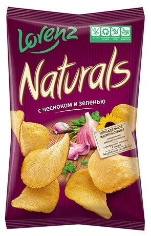 Чипсы картофельные Lorenz Naturals со вкусом чеснока и зелени (набор 10шт по 100гр)  #1