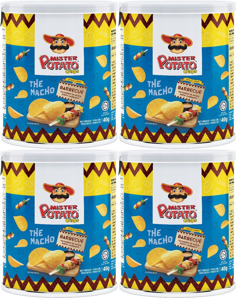 Чипсы картофельные Mamee Mr Potato барбекю, комплект: 4 упаковки по 40 г  #1