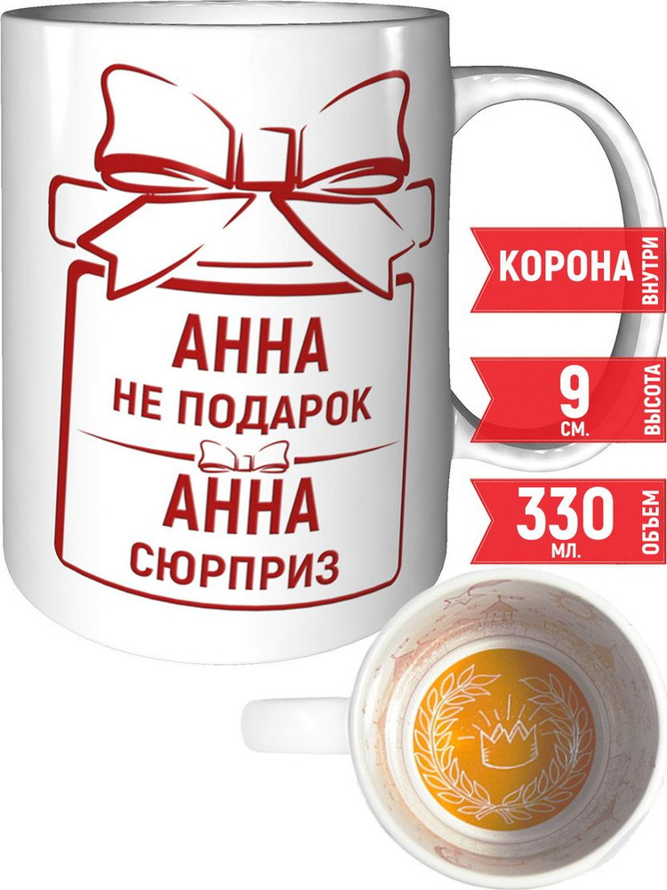 Кружка Анна не подарок, Анна сюрприз - внутри рисунок короны #1