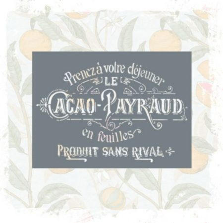 Трафарет на клеевой основе винтажная надпись Cacao Payraud - 23*30см  #1