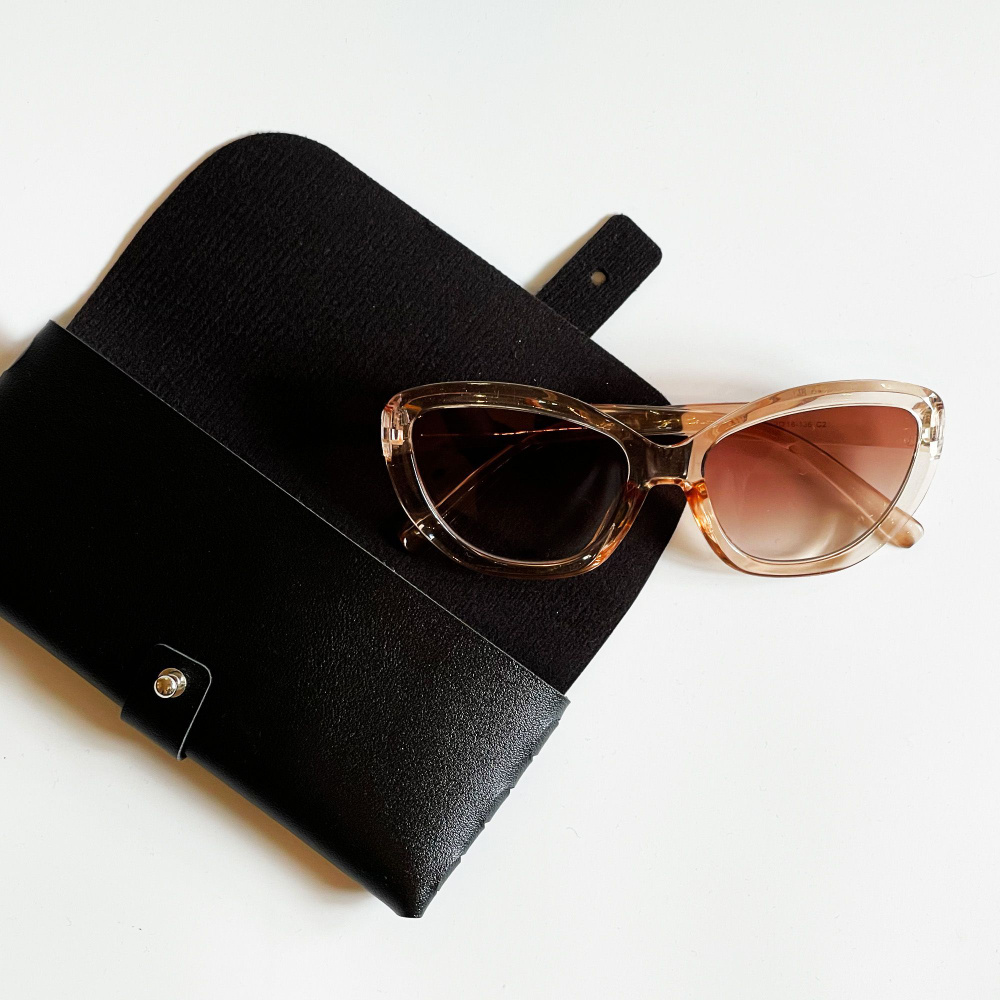 Очки солнцезащитные женские овальные / модные очки и футляр, светло ...