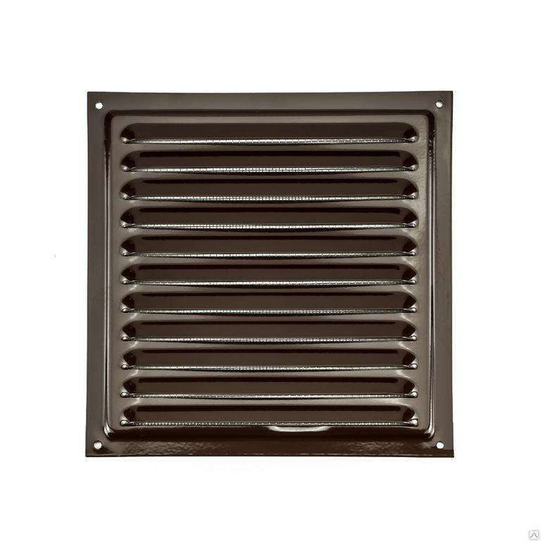 Решетка вентиляционная металлическая с сеткой 300/300мм, коричневая ...
