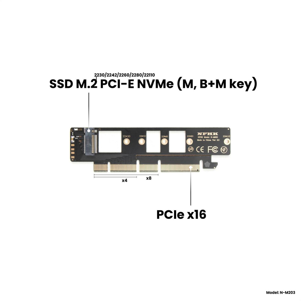 Адаптер-переходник SSD M.2 2230-22110 PCI-E NVMe (M, B&M-key) > PCI-E ...