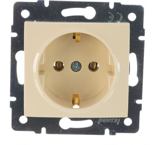 Розетка одинарная с заземлением керамика Lezard Карина крем - купить по ...