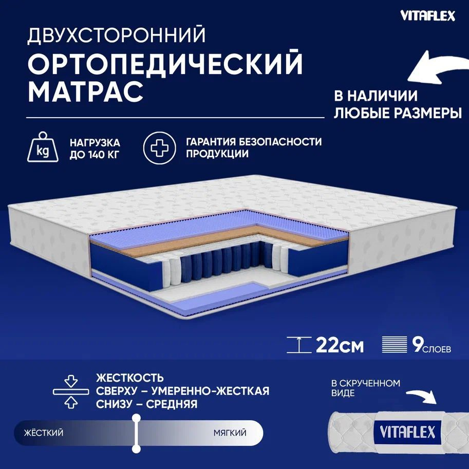 VITAFLEX Матрас Ортопедический матрас VITAFLEX Medicine MSk 170x185, независимые пружины, разной жесткости, #1