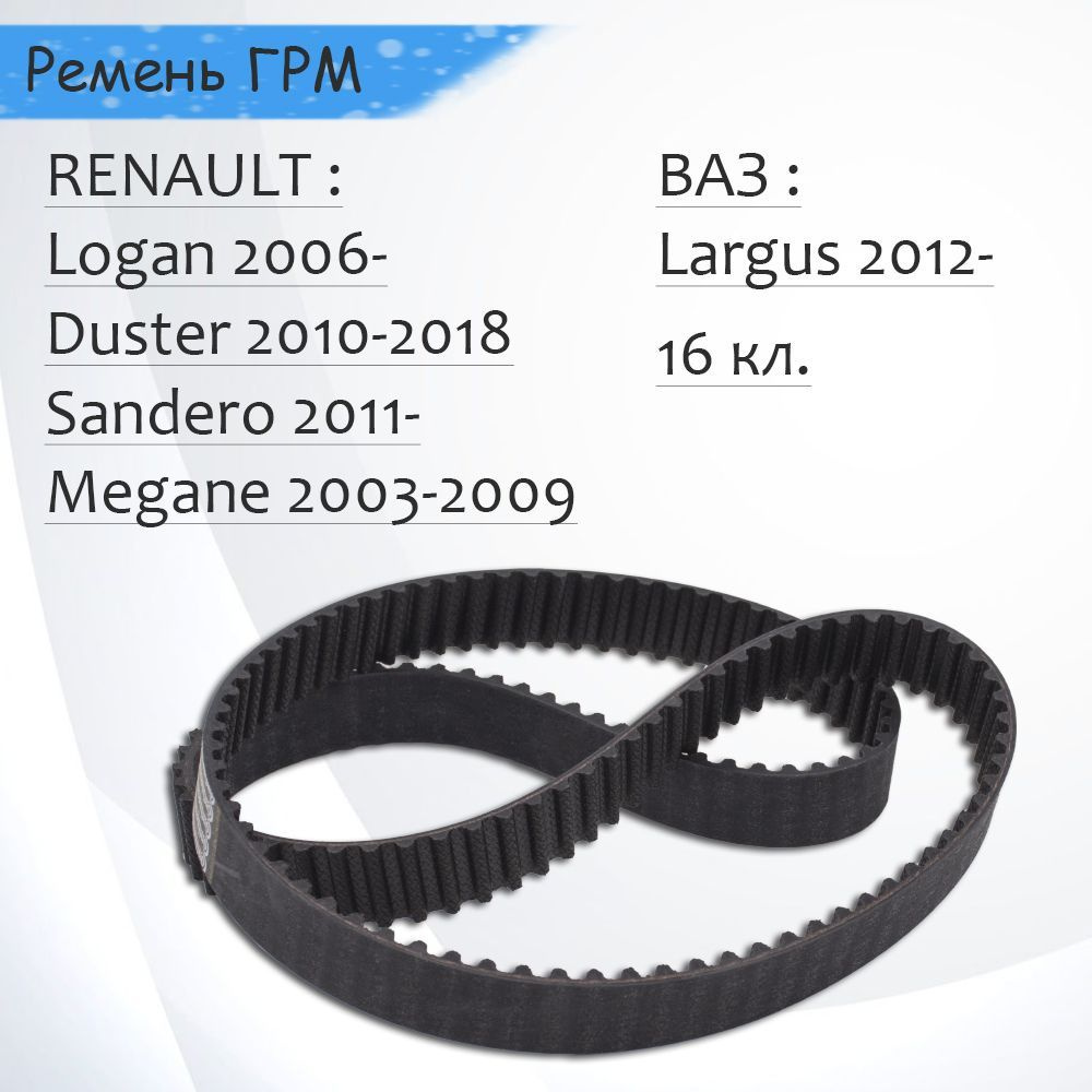 Ремень ГРМ для 16 кл. двигателей (K4M) RENAULT LOGAN 2006-, Duster 2011 ...