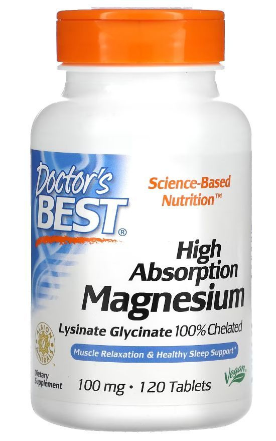 Doctor's Best, Магний с высокой степенью усвоения, 100 мг, 120 таблеток ...