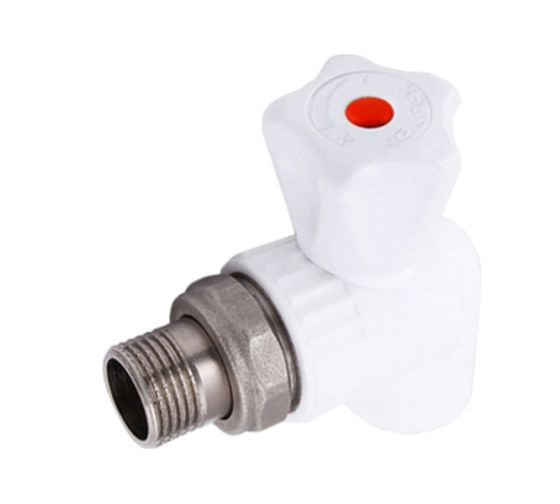 Кран для радиатора угловой 20 х 1/2' полипропиленовый PPR белый ...
