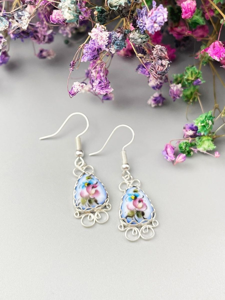 Ростовская финифть серьги бижутерия мельхиор - купить с доставкой по ...