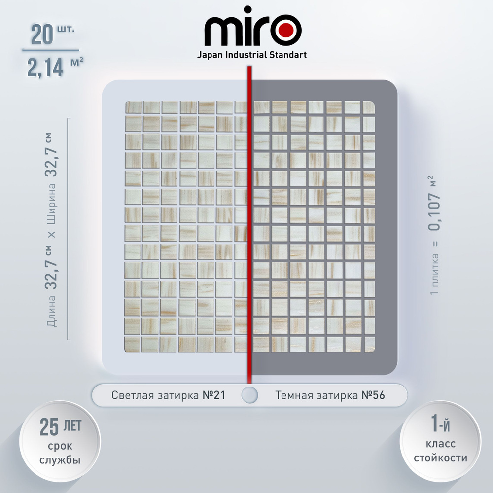 Плитка мозаика для кухни MIRO (серия Aurum №19) на фартук моющаяся высокопрочная долговечная, размер #1