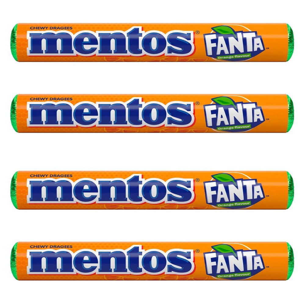 Жевательные конфеты Mentos Fanta со вкусом апельсина (Вьетнам), 29,7 г (4 шт)  #1