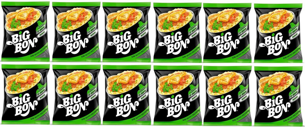 Лапша быстрого приготовления BIG BON куриная + соус сальса 75 г - 12 штук  #1