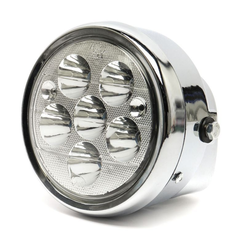 Фара Альфа светодиодная (круглая пластиковая ХРОМ, 6 SMD LED диодов ...