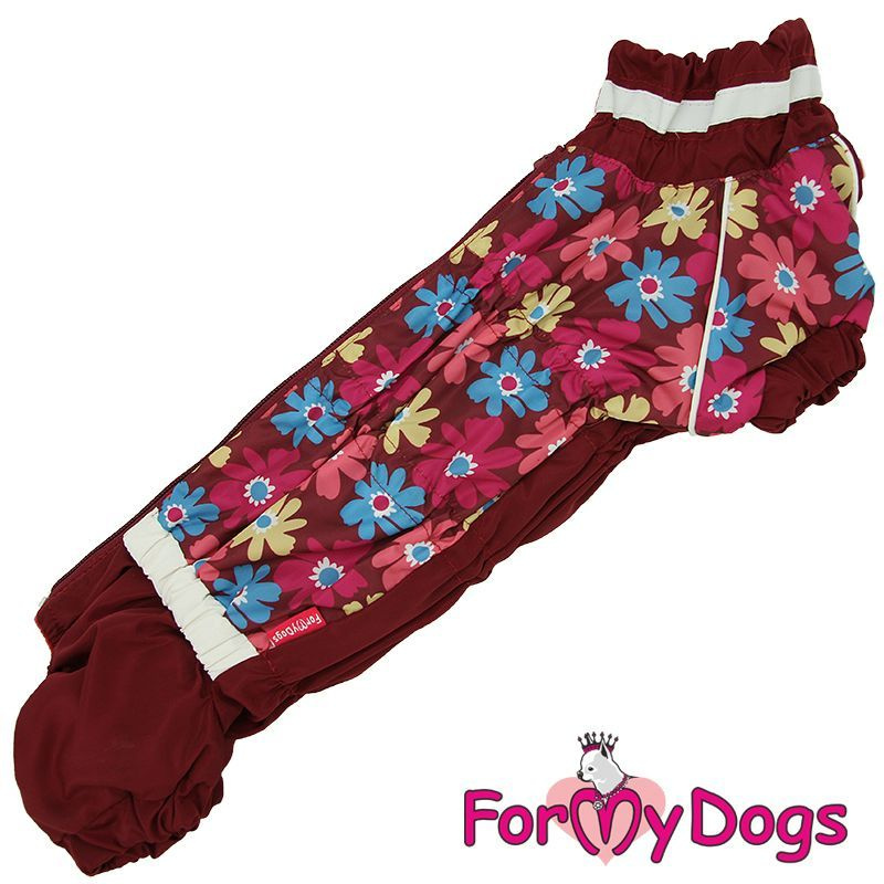 Комбинезон для такс ForMyDogs Маргаритки бордовый для девочек TDW0012-2022T F, Размер TС1  #1