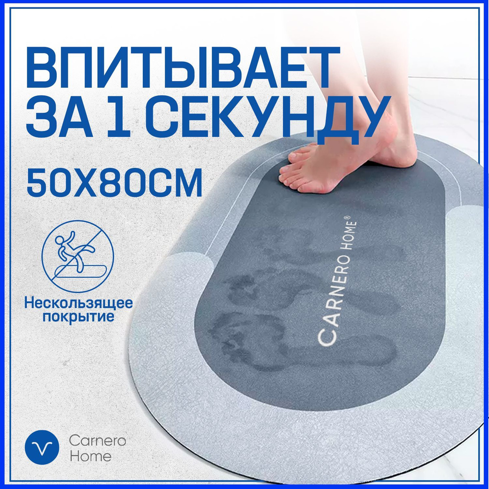 Коврик противоскользящий для ванной 80х Carnero Home, tech_синий ...