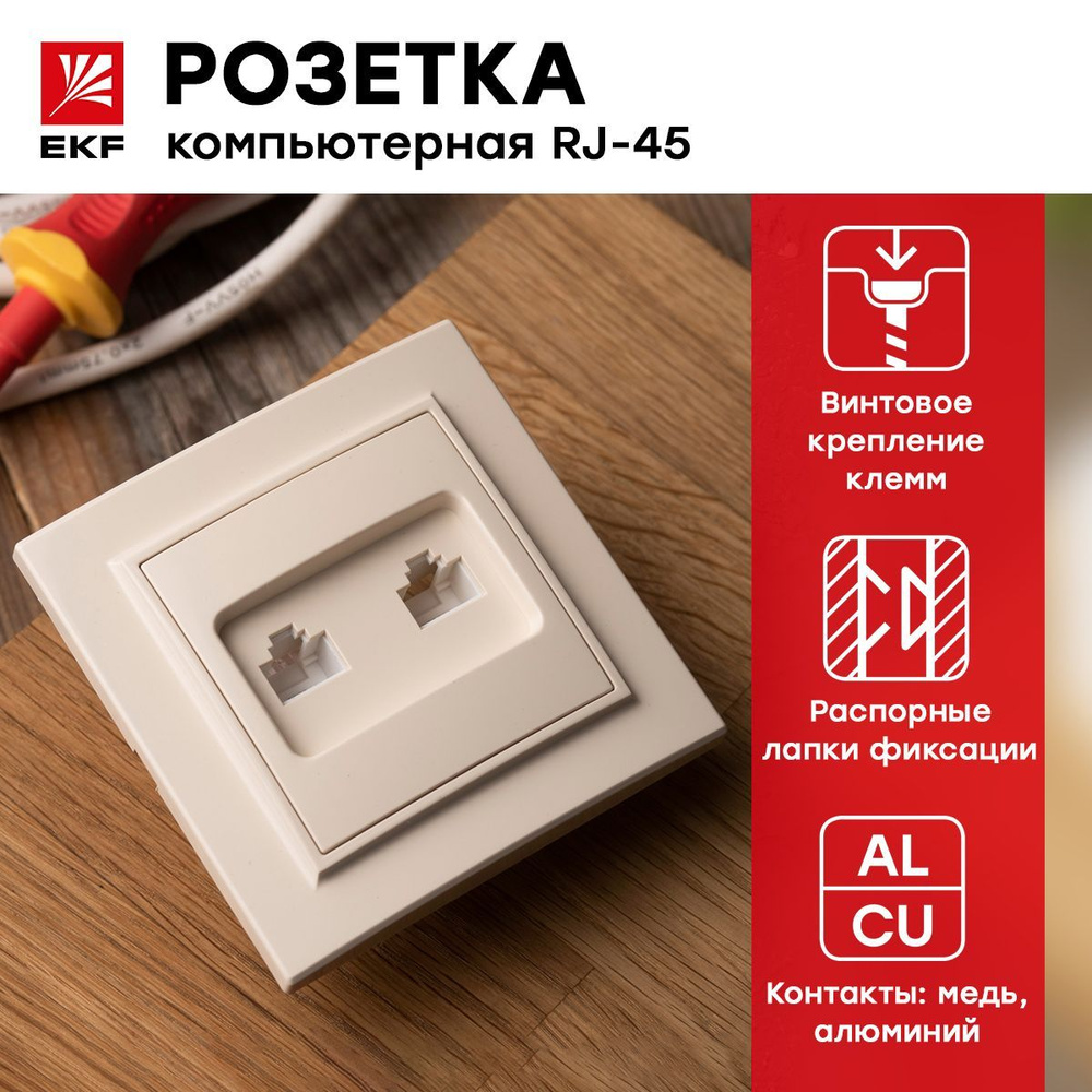Розетка RJ-45 2-местная СП Минск, бежевая - купить по низкой цене в ...