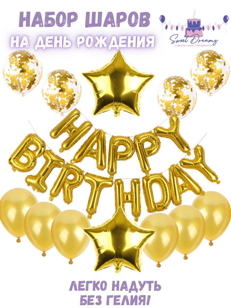 Воздушные шарики Happy Birthday для фотозоны #1