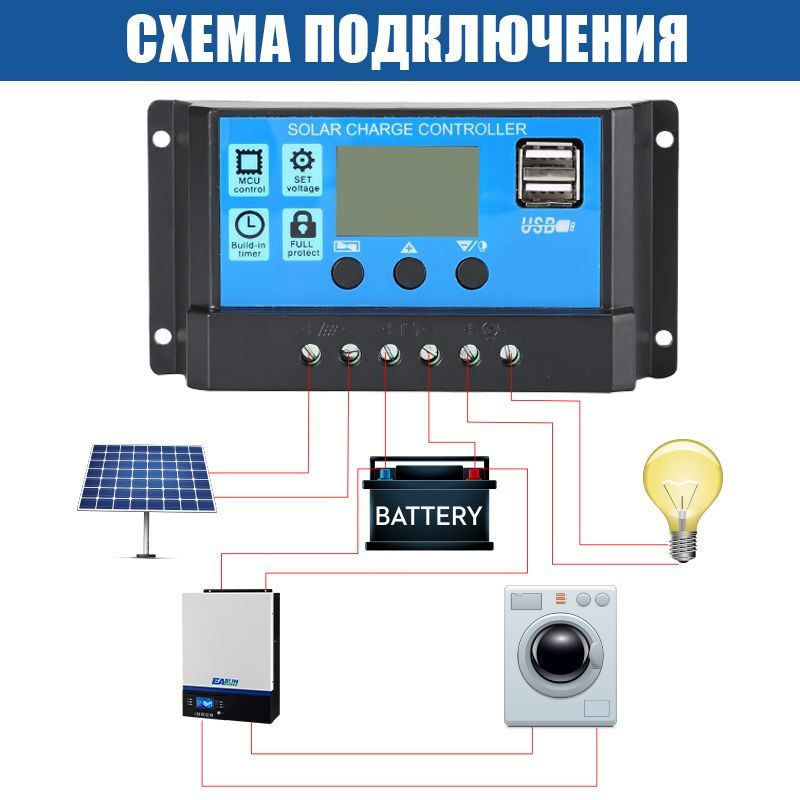 ШИМ контроллер заряда солнечных батарей 11.1В 5А