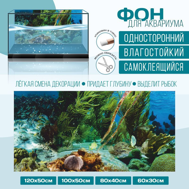 Фон для аквариума ПолиЦентр мир под водой тип 8 односторонний 1000х500 мм #1