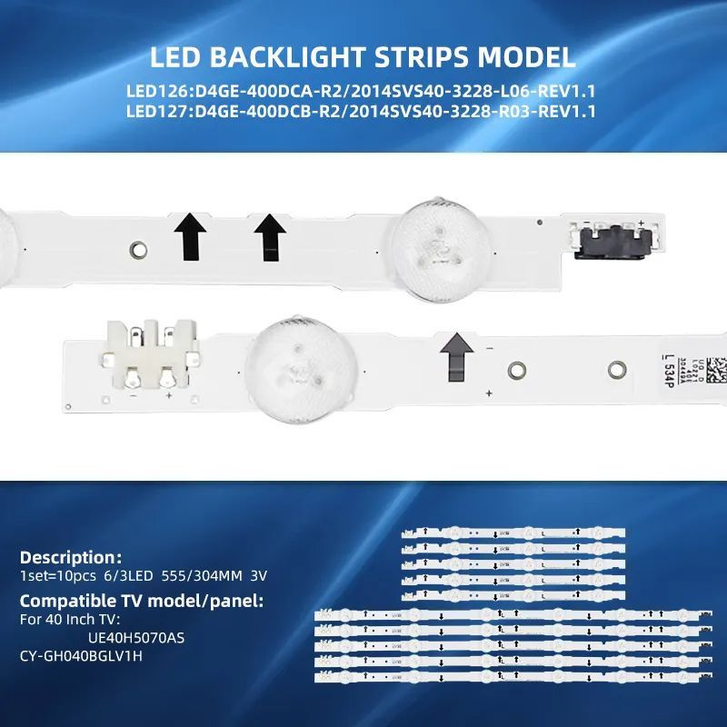 Подсветка для ТВ Samsung UE40H, UE40J, 2014SVS40, BN96-30449A, BN96-30450A, D4GE-400DCA-R1, D4GE-400DCB-R1 #1