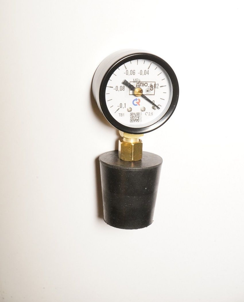 Вакуумметр (от -0,1МРа до 0МРа, 40 мм) с резиновой черной пробкой №29 ...