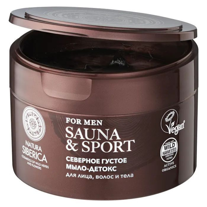 Natura Siberica Sauna & Sport for men Густое северное мыло-детокс для волос, лица и тела, 250 мл  #1