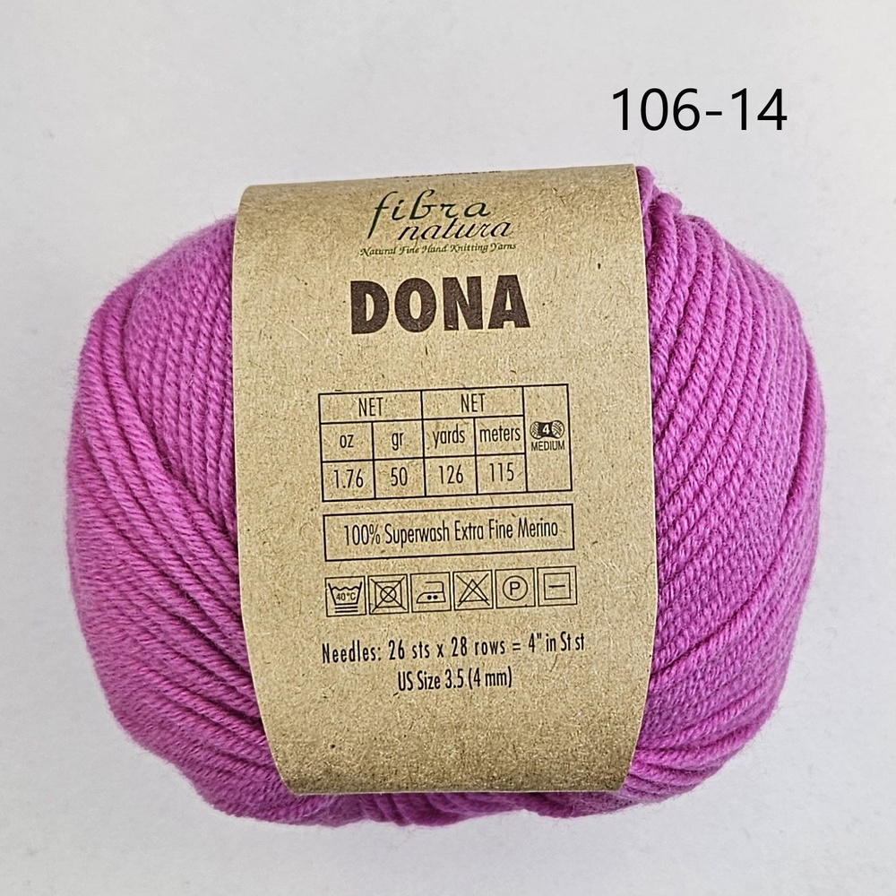 Пряжа Fibra Natura Dona/Фибра Натура Дона/, цвет 106-14, Ярко-розовый ...