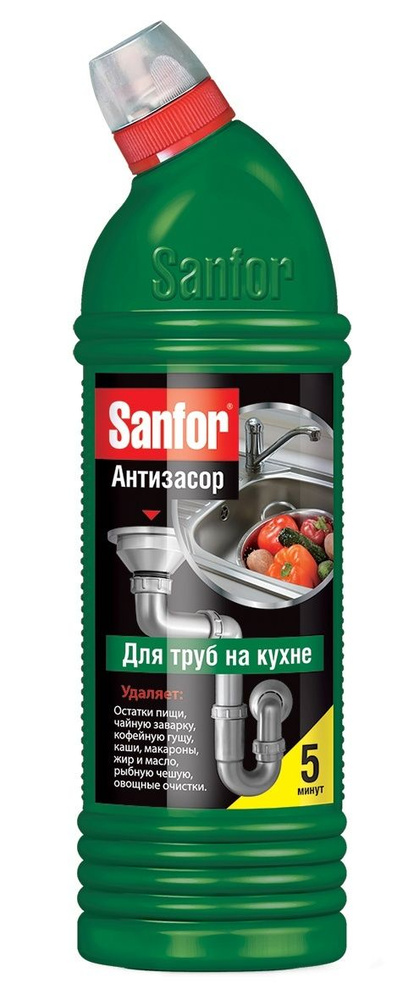 Средство для прочистки труб Sanfor на кухне 750 г, гель (10740 ...