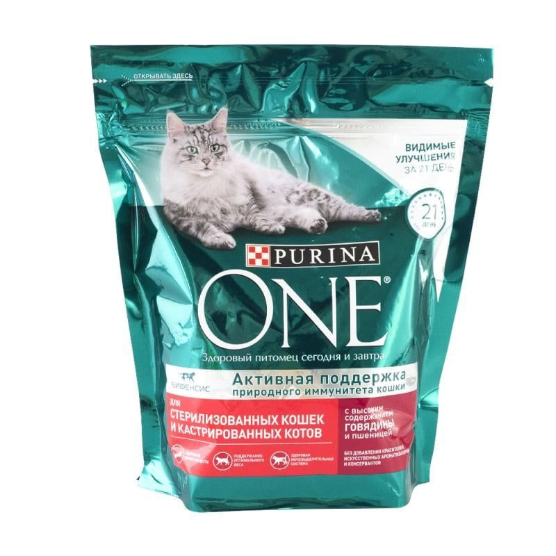 Сухой корм для стерилизованных кошек Purina One - с говядиной и пшеницей (424 г)  #1